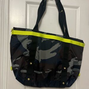 The ANDI Large solar camo Tote Bag with Neon Accents EUC